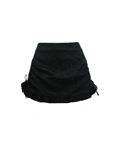 Lace Ruffle Tops+short Tight Skirts