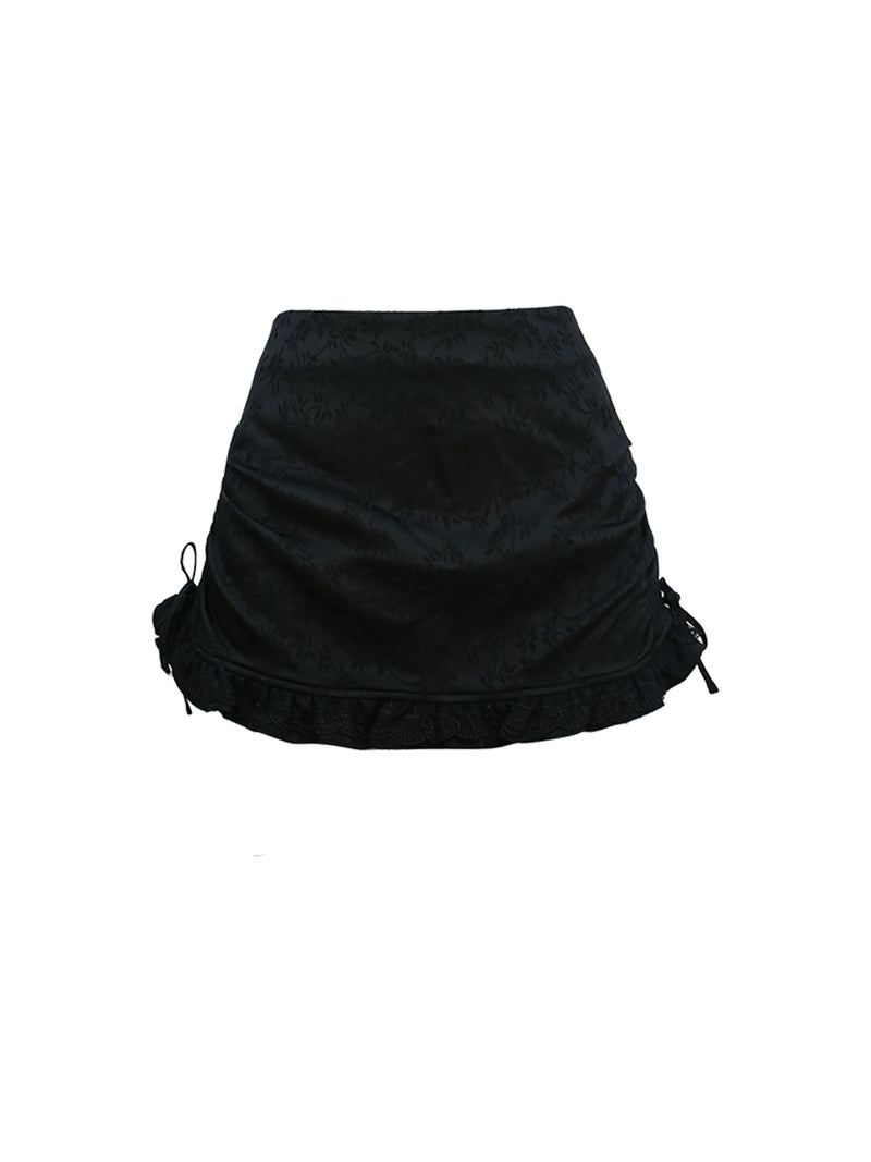 Lace Ruffle Tops+short Tight Skirts