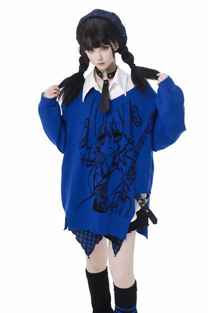 Neck Knit Y2k Skirt Set