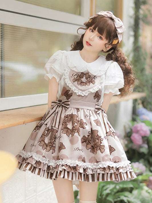 Puff Sleeve Shirt + Lolita Suspender Skirt