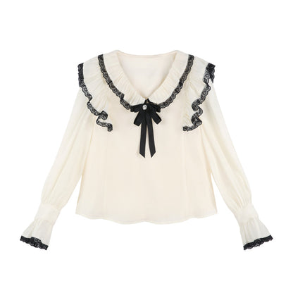 French Ruffle Shirt Suspender Shorts Set