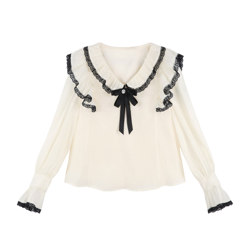 French Ruffle Shirt Suspender Shorts Set