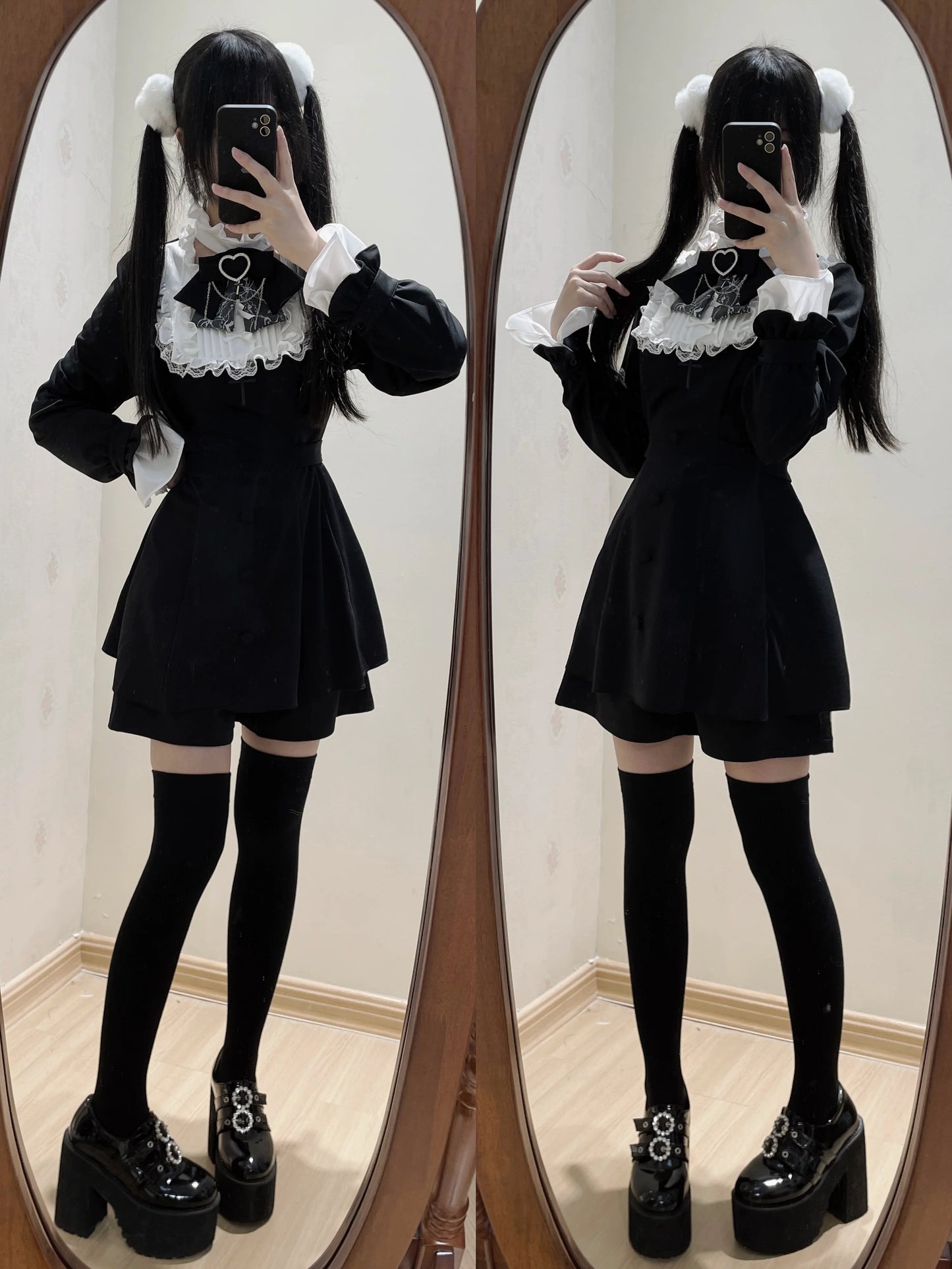 Ribbon Lace Cross Embroidery Waist Mark Dress Suit