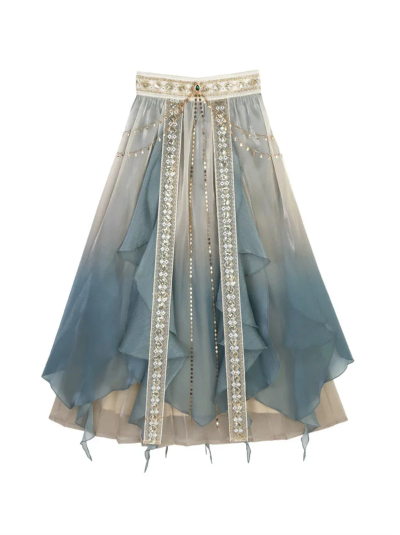 Arabian Night Chinese-style Exotic Top Skirt Veil Set
