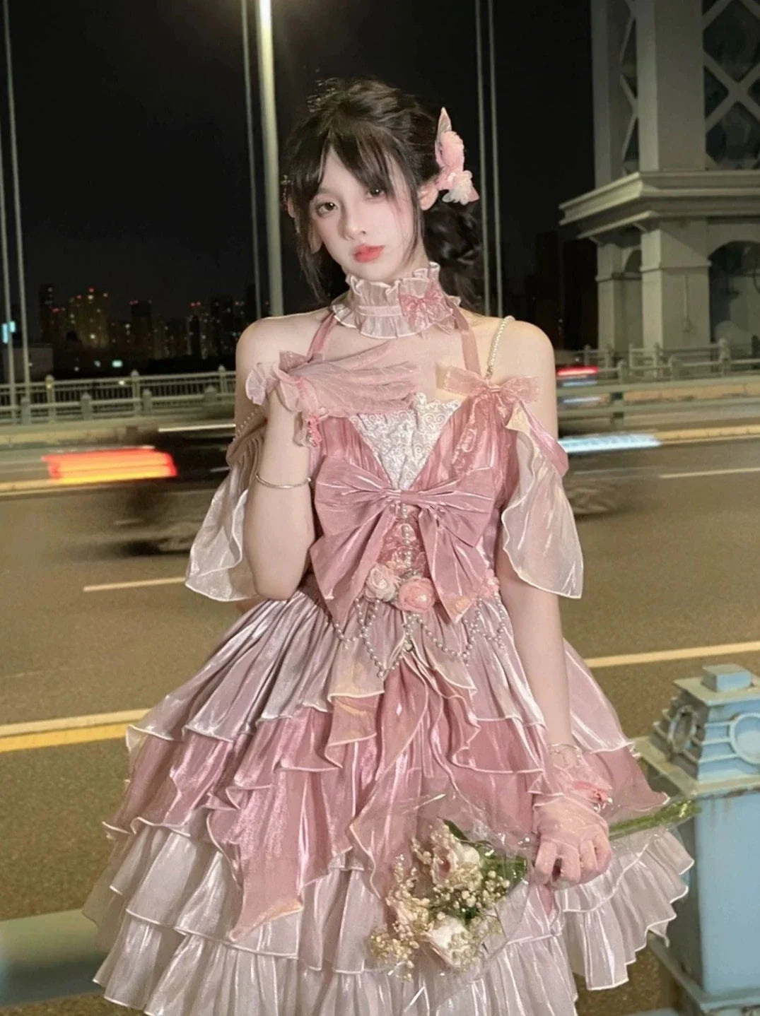 Pink Flower Fairy Fluffy Princess Dress Set