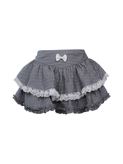Cross Tie Off-shoulder Shirt + Ruffle Skirt