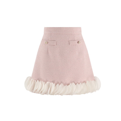 Pink Two-piece Jacket Skirt Set