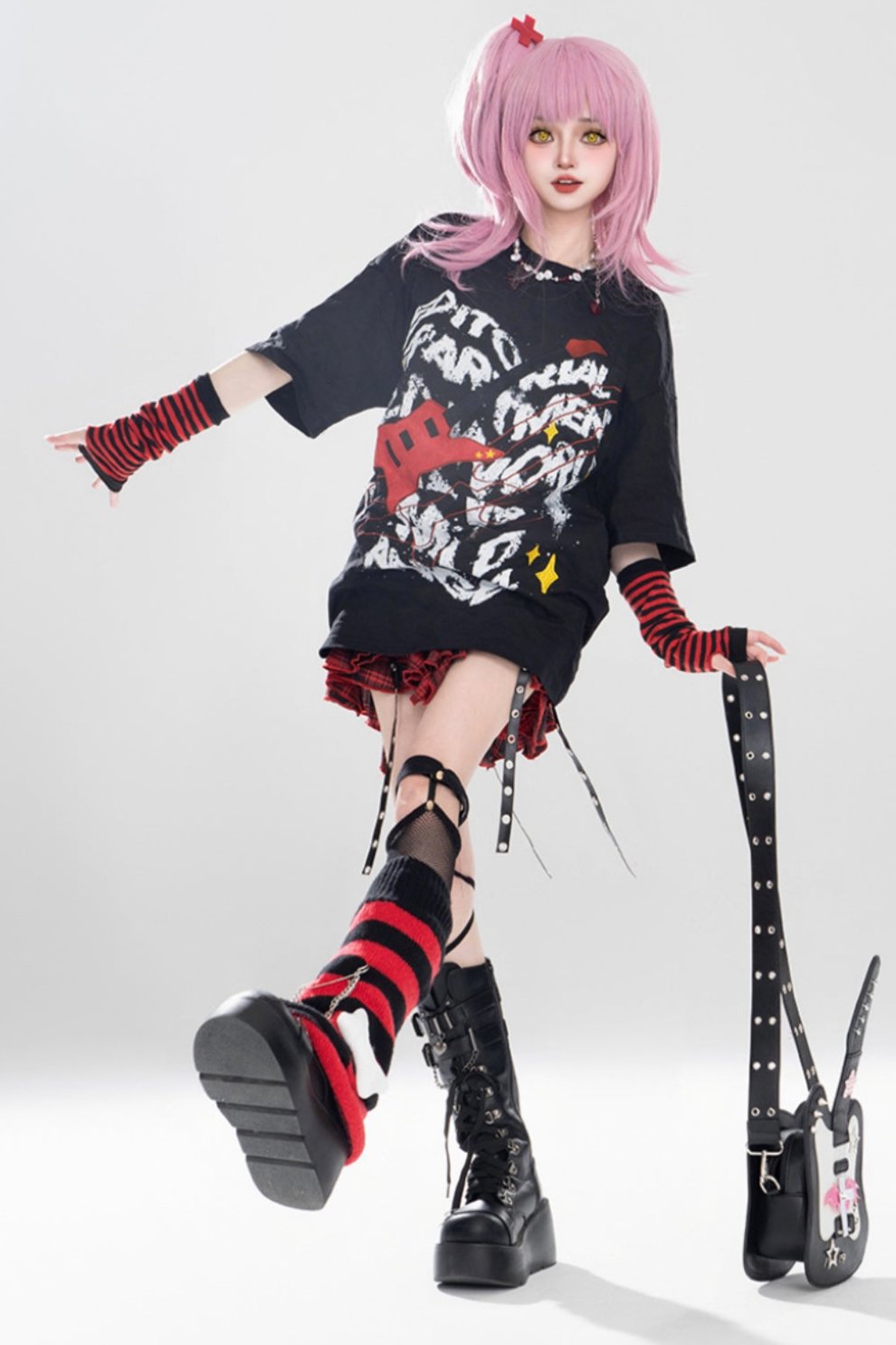 Punk Loose Short Sleeve Top Set