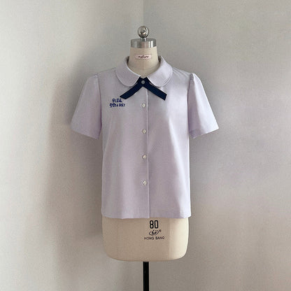 Flower Bell Tie Short Sleeve Shirt + Short Skirt + Long Skirt