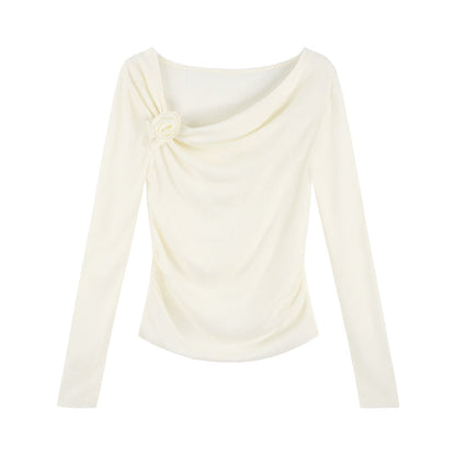 One Shoulder Color Knit Sweater Set