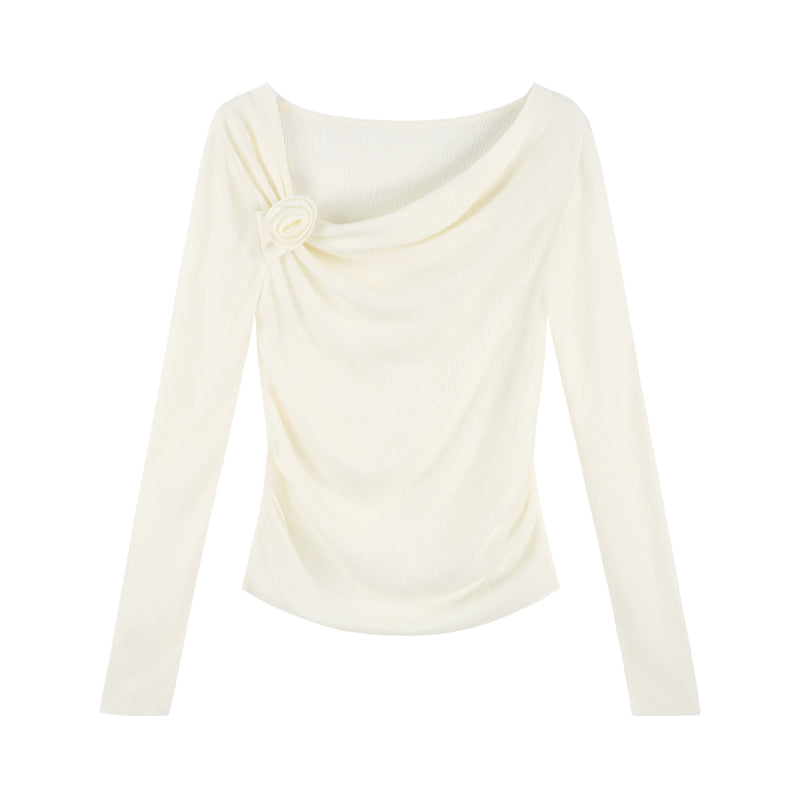 One Shoulder Color Knit Sweater Set