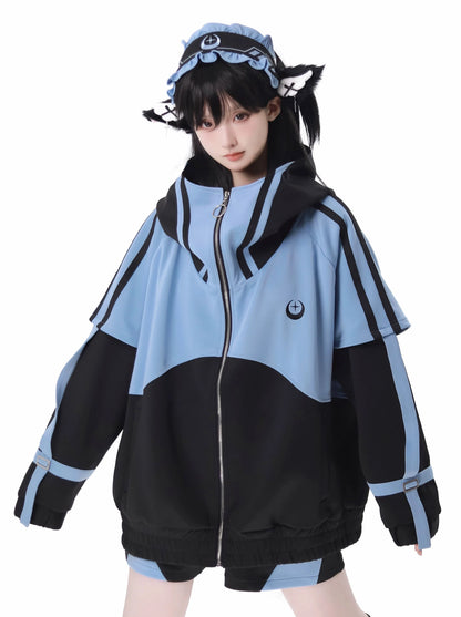 Sporty Subculture Dark Jacket + Shorts + Long Pants + Headband + Leg Warmers
