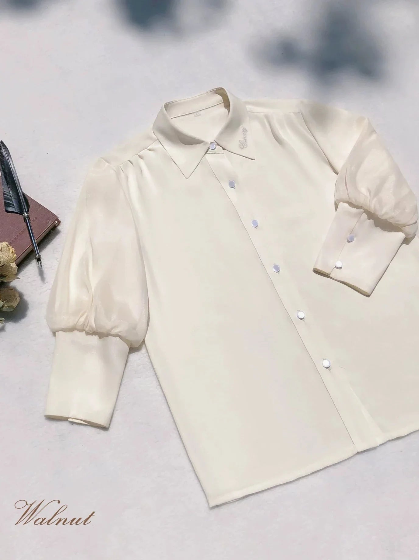 College Style Cream Chiffon Inner Shirt + V Neck Vest Skirt + Ribbon Accessories [pre-order]