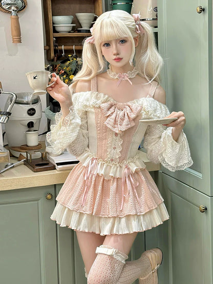 Cheese Sweet Berry Sweet Hot Girl Princess Milk Top + Tiered Skirt + Choker