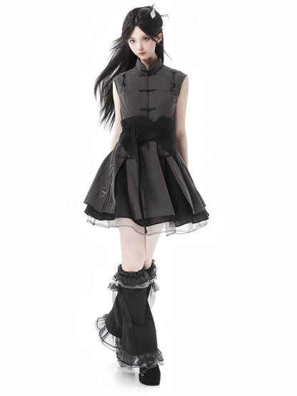Cyber Chinese-style Mode Dress + Shirt + Girdle + Vest