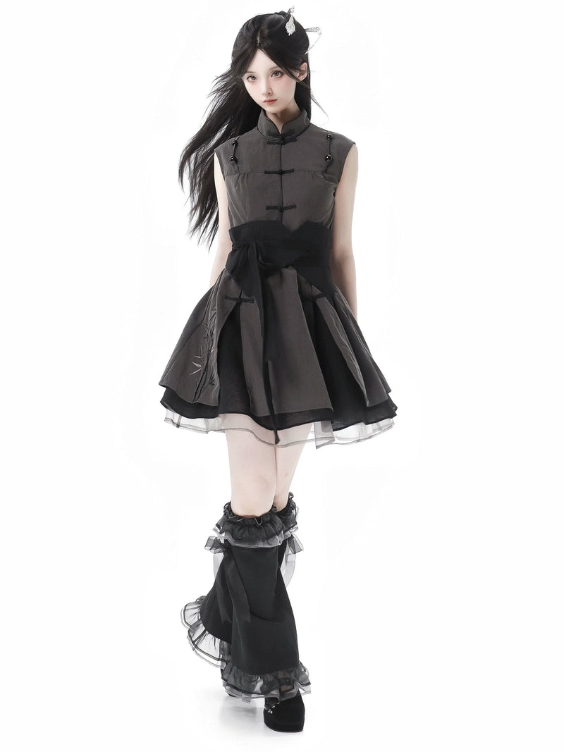 Cyber Chinese-style Mode Dress + Shirt + Girdle + Vest