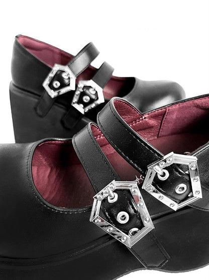 Retro Round Toe Gothic Punk Platform Shoes [matte/lace]
