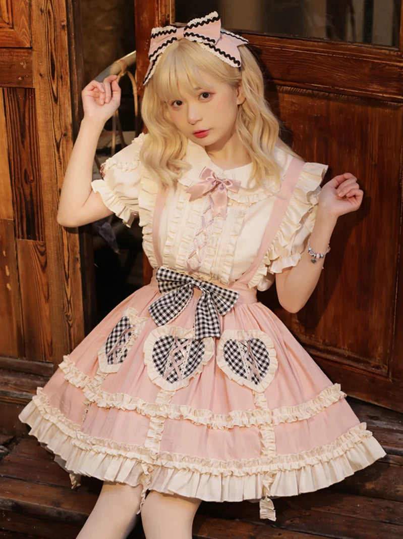 Sweet Lace-up Blouse + Lolita Skirt