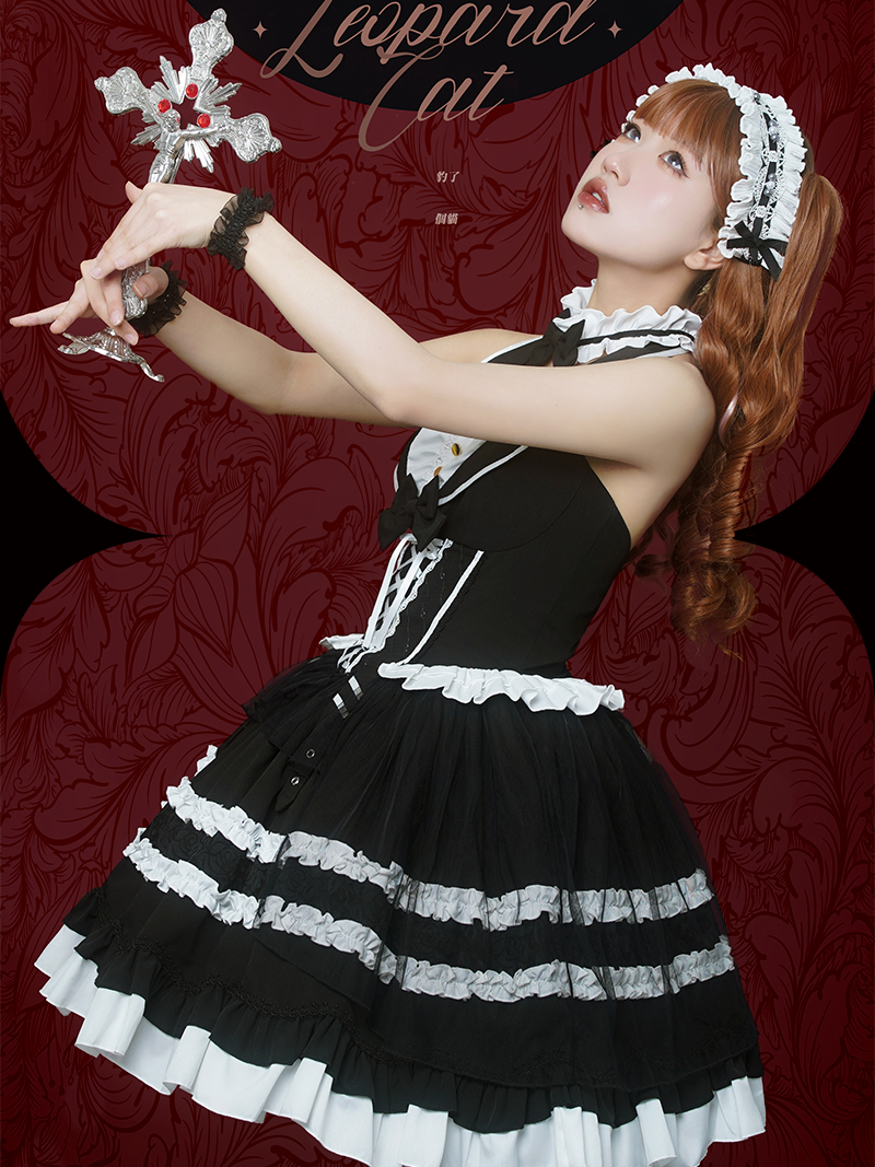 White Black Magic Antique Doll Dress