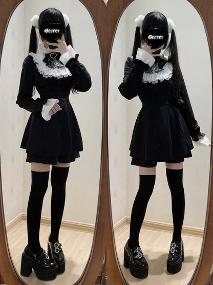 Ribbon Lace Cross Embroidery Waist Mark Dress Suit