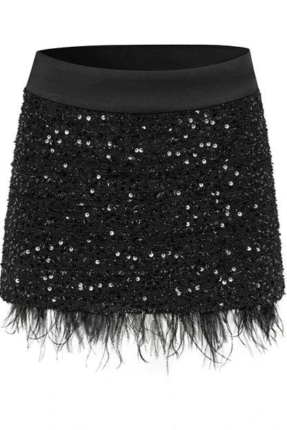 Stand Ribbon Big Bow Coat + Shiny Glitter Skirt