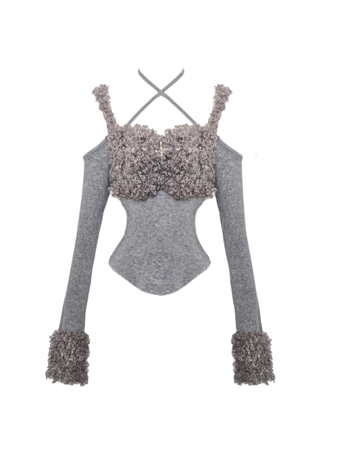 Autumn Gray Wool Top Skirt Set