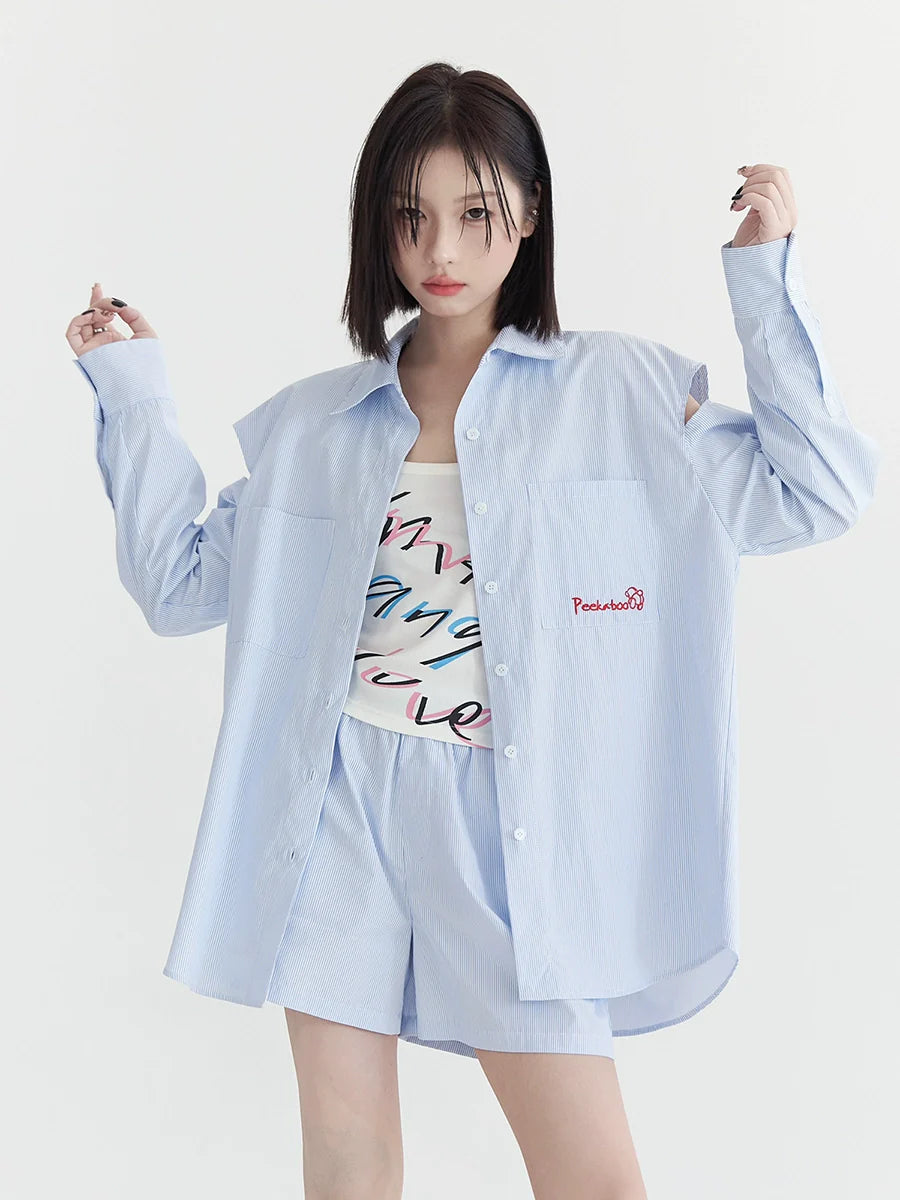 Slit Loose Accent Shirt + Shorts