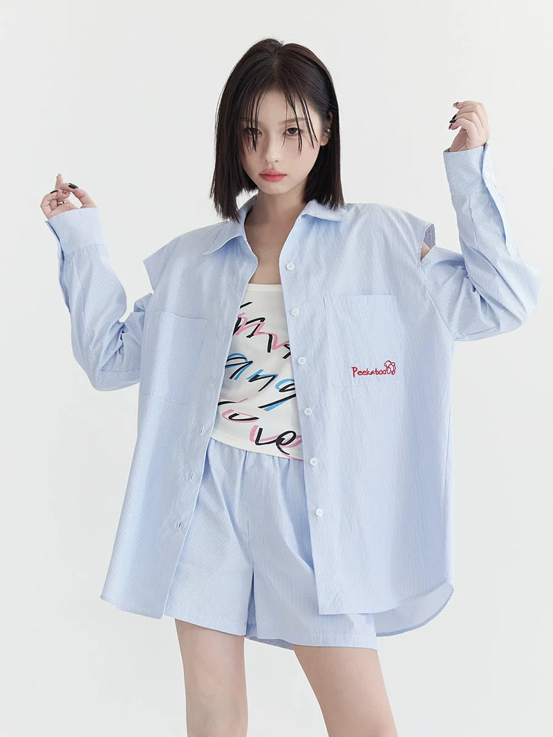 Slit Loose Accent Shirt + Shorts