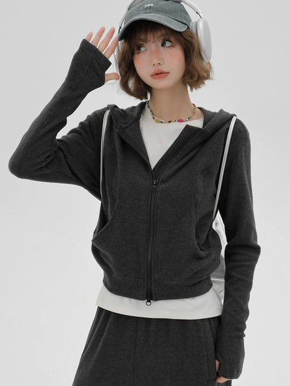 Korean Sports Lazy Style Sweat Hoodie Jacket + Pants