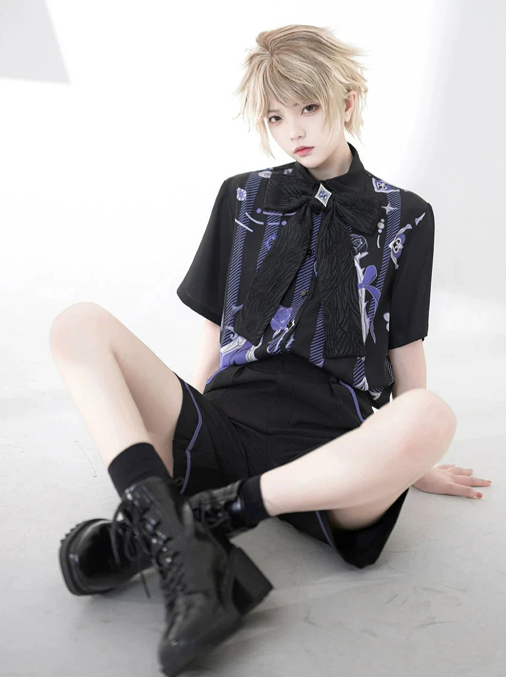 Handsome Prince Print Loose Shirt + Shorts [pre-order]