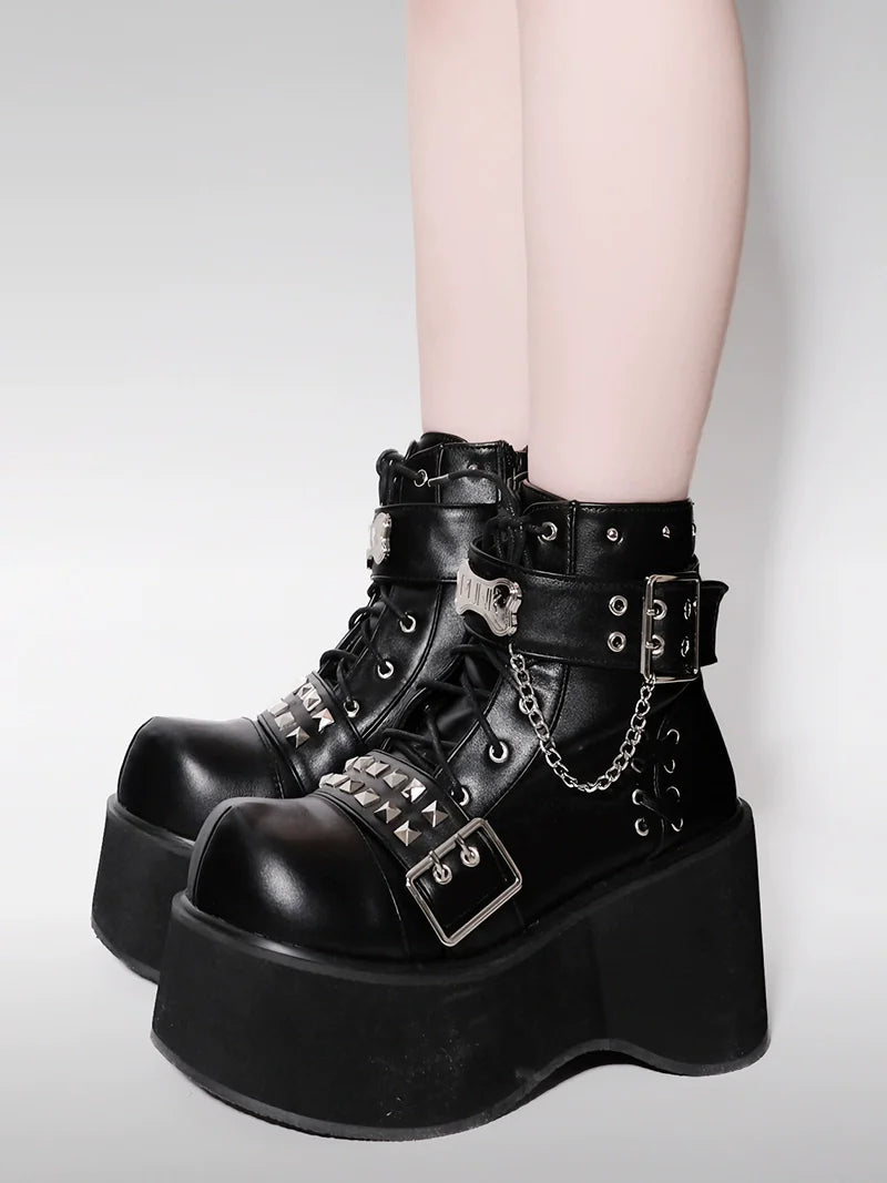 Punk Rock Round Toe Platform Boots
