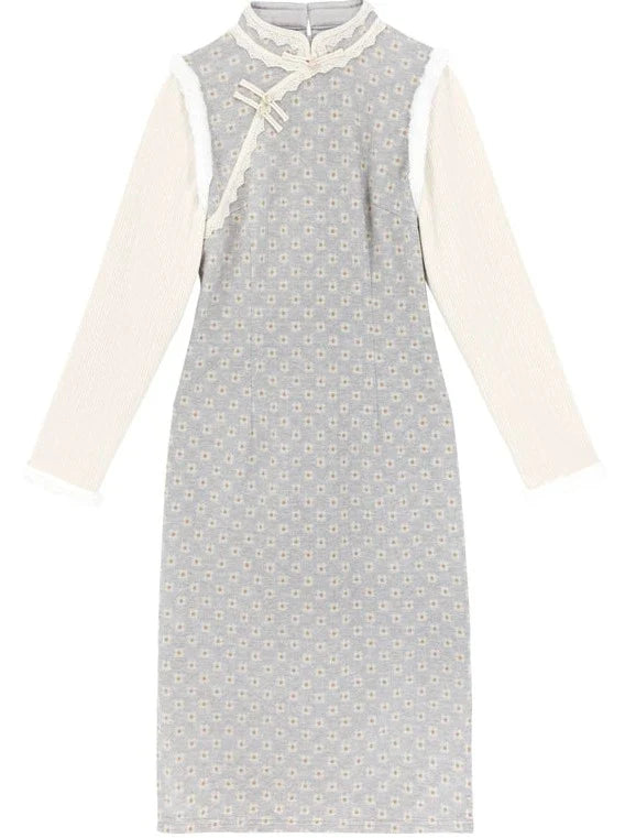 Pastel Sweet Retro Flower Chinese-style Dress