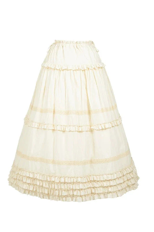 Doll Long Tiered Suspender Skirt + Shirt + Sleeves + Apron + Petticoat + Headband + Ribbon + Accessories