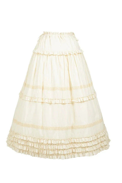 Doll Long Tiered Suspender Skirt + Shirt + Sleeves + Apron + Petticoat + Headband + Ribbon + Accessories