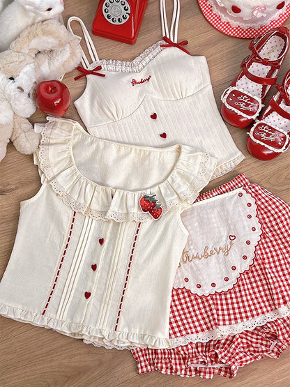 Sweet Girly Shirt + Camisole + Skirt