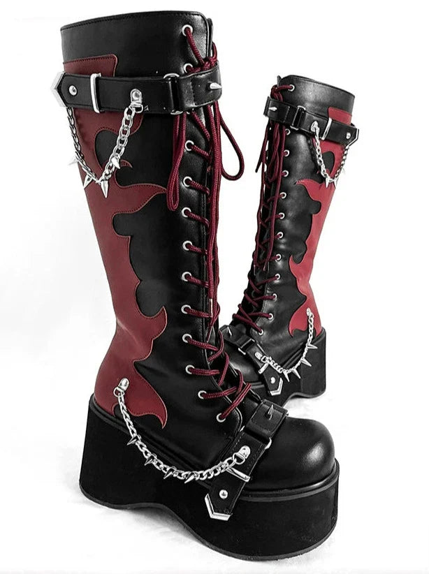 Punk Style Round Toe Platform Boots