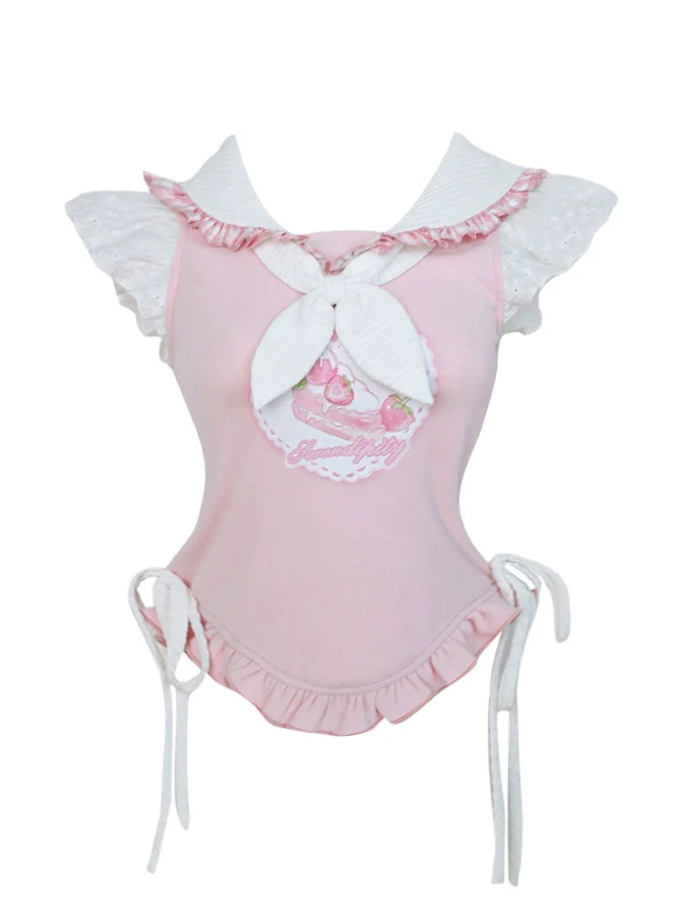 Doll Style Top + Check Dot Sweet Skirt + Apron + Sleeves + Turban
