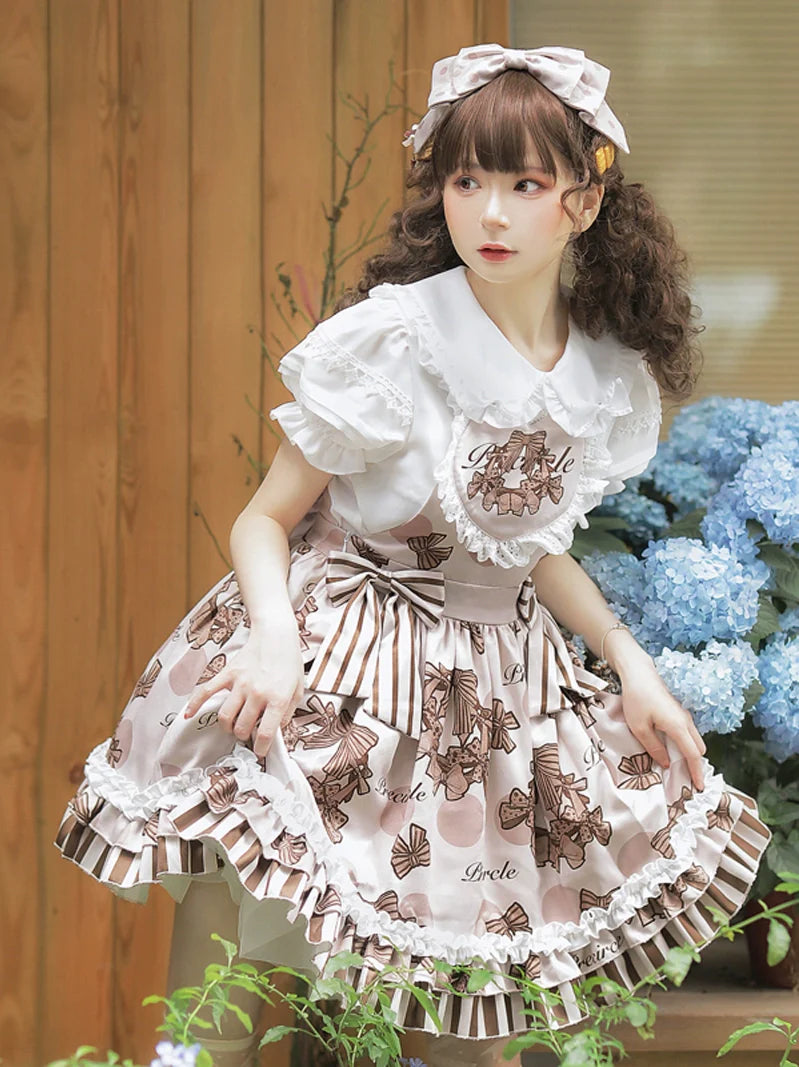 Puff Sleeve Shirt + Lolita Suspender Skirt