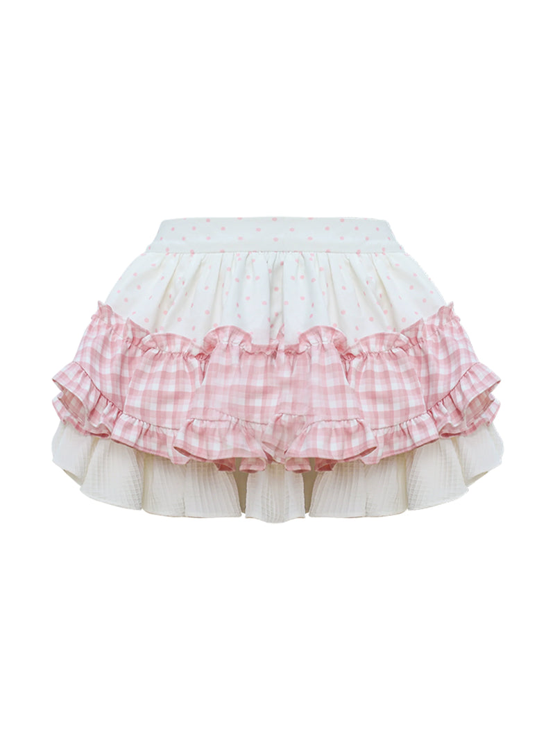 Doll Style Top + Check Dot Sweet Skirt + Apron + Sleeves + Turban