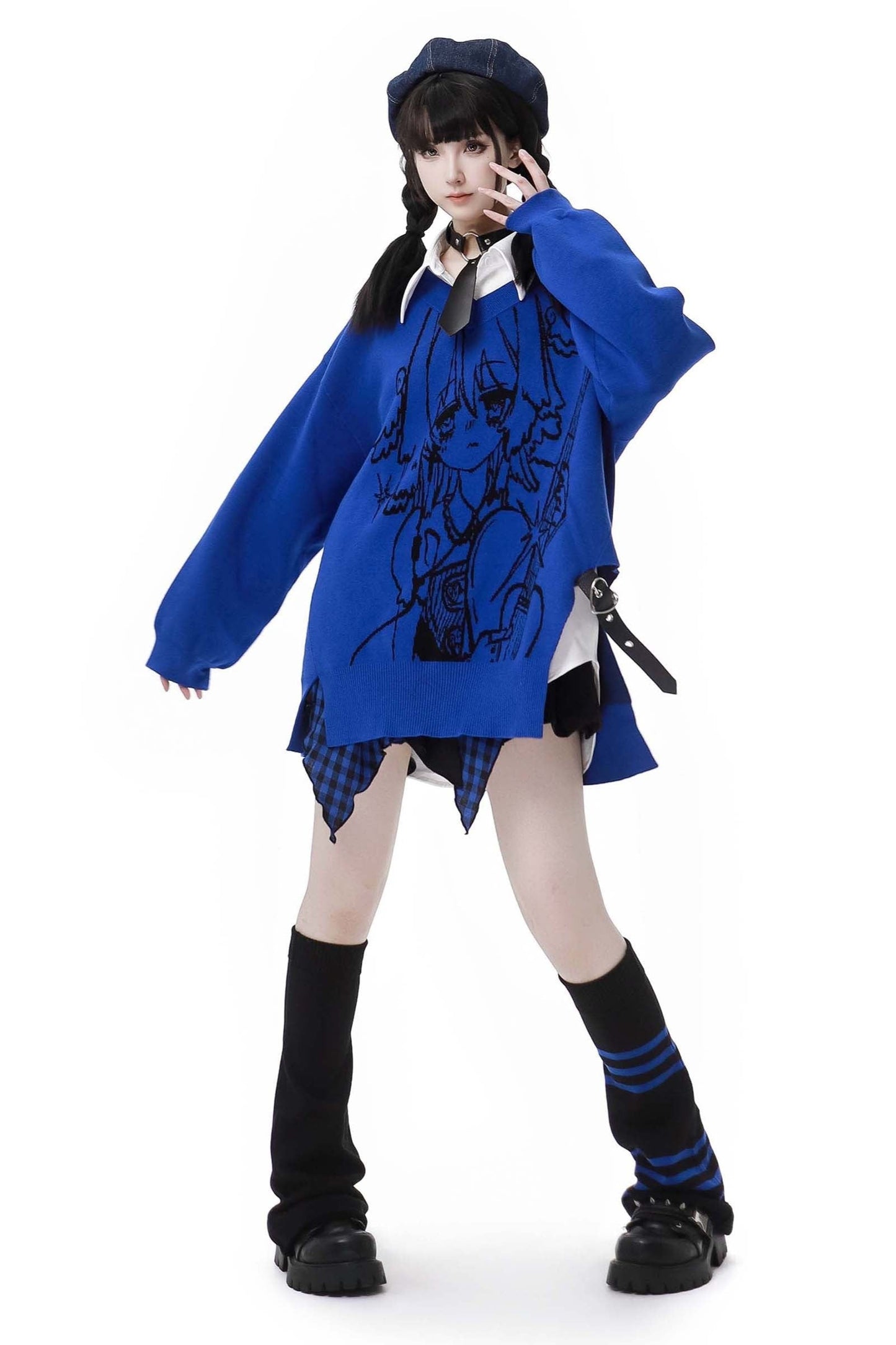 Neck Knit Y2k Skirt Set