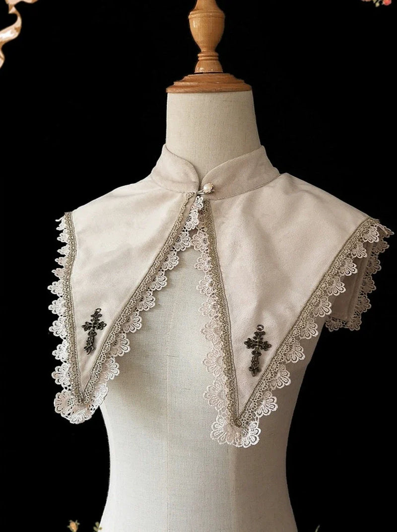 Cross Lolita Dress + Short Jacket + Headband + Veil + Collar