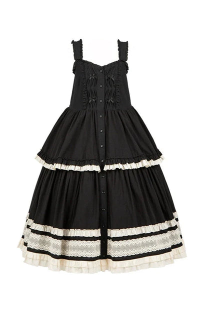 Doll Long Tiered Suspender Skirt + Shirt + Sleeves + Apron + Petticoat + Headband + Ribbon + Accessories