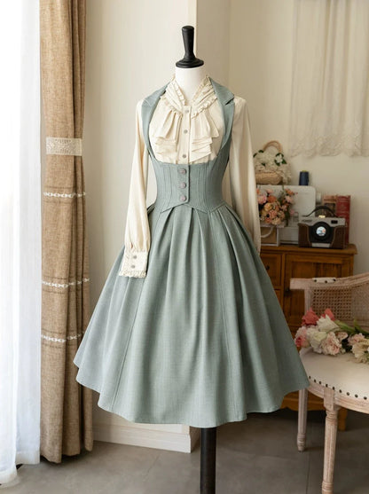 Retro Classical Lolita Skirt + Ruffled Shirt