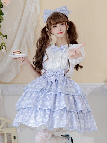 Lolita Inner Design Shirt + Tiered Suspender Skirt