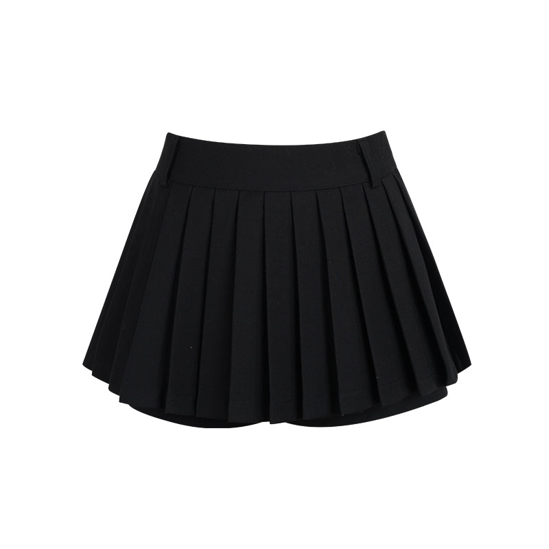 Color Cat Paw T-shirt + Short Skirt + Black Pleated Culottes