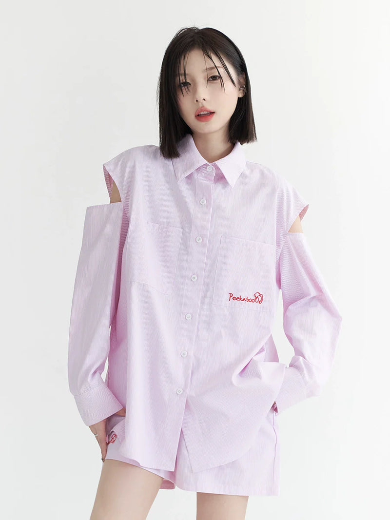 Slit Loose Accent Shirt + Shorts