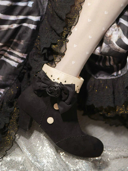 Drop Rose Lace Ribbon Lolita Short Boots