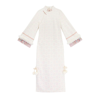 Pink Brocade Suede Chinese-style Dress Set