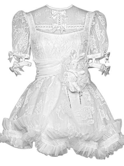 Pure White Lace Dress + Inner Pants
