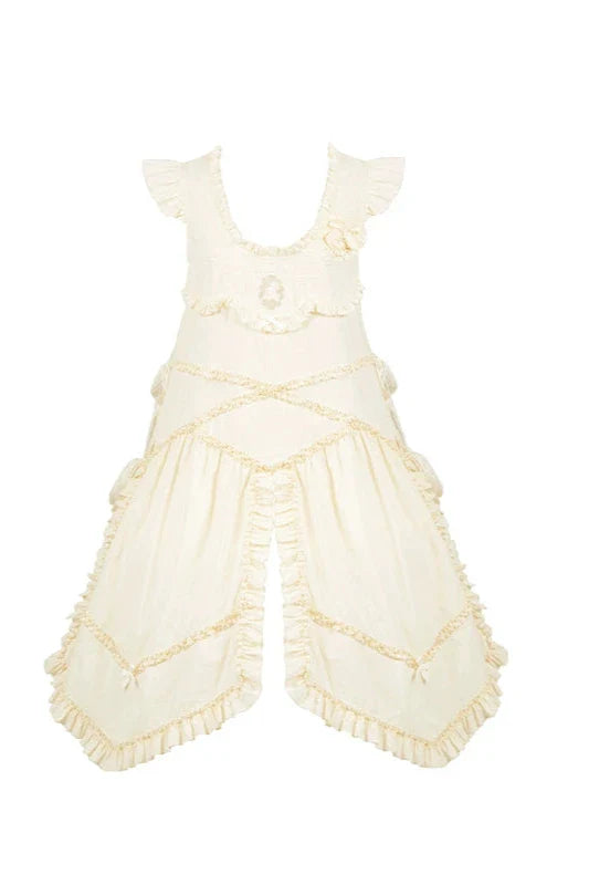 Doll Long Tiered Suspender Skirt + Shirt + Sleeves + Apron + Petticoat + Headband + Ribbon + Accessories